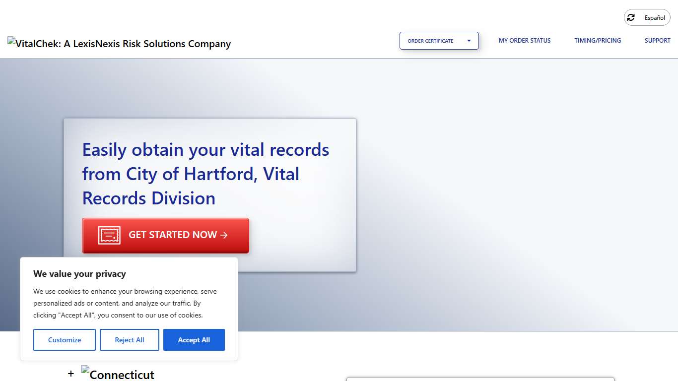 City of Hartford, Vital Records Division (CT) | Order Certificates - VitalChek